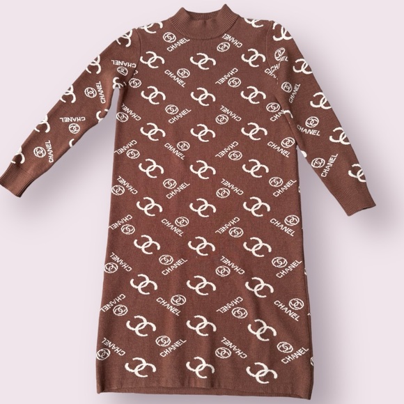 CHANEL CC Logo Monogram Sweater Dress - Picture 2 of 9